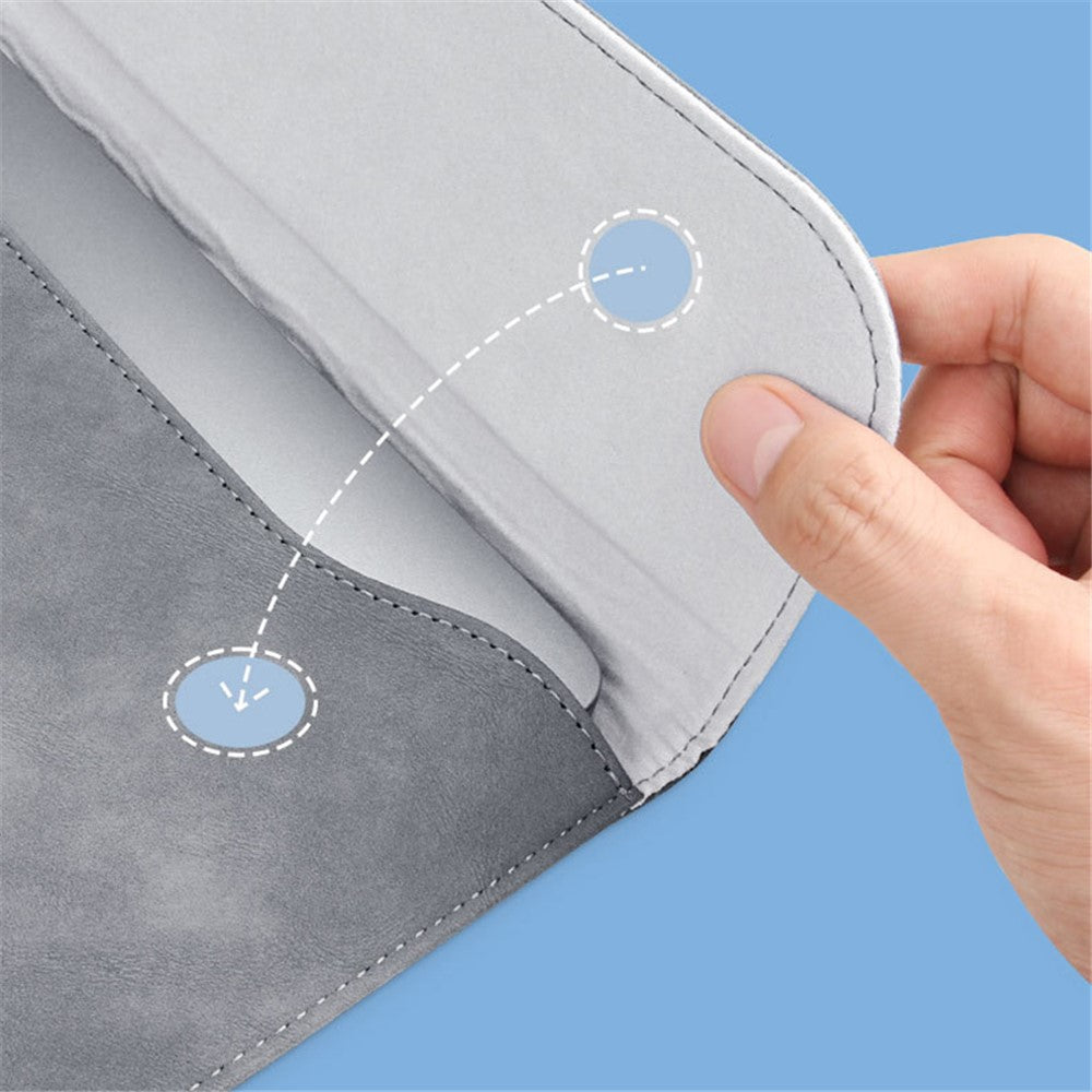 16-inch Horizontal Laptop Bag PU Leather Soft Lining Notebook Sleeve + Small Bag