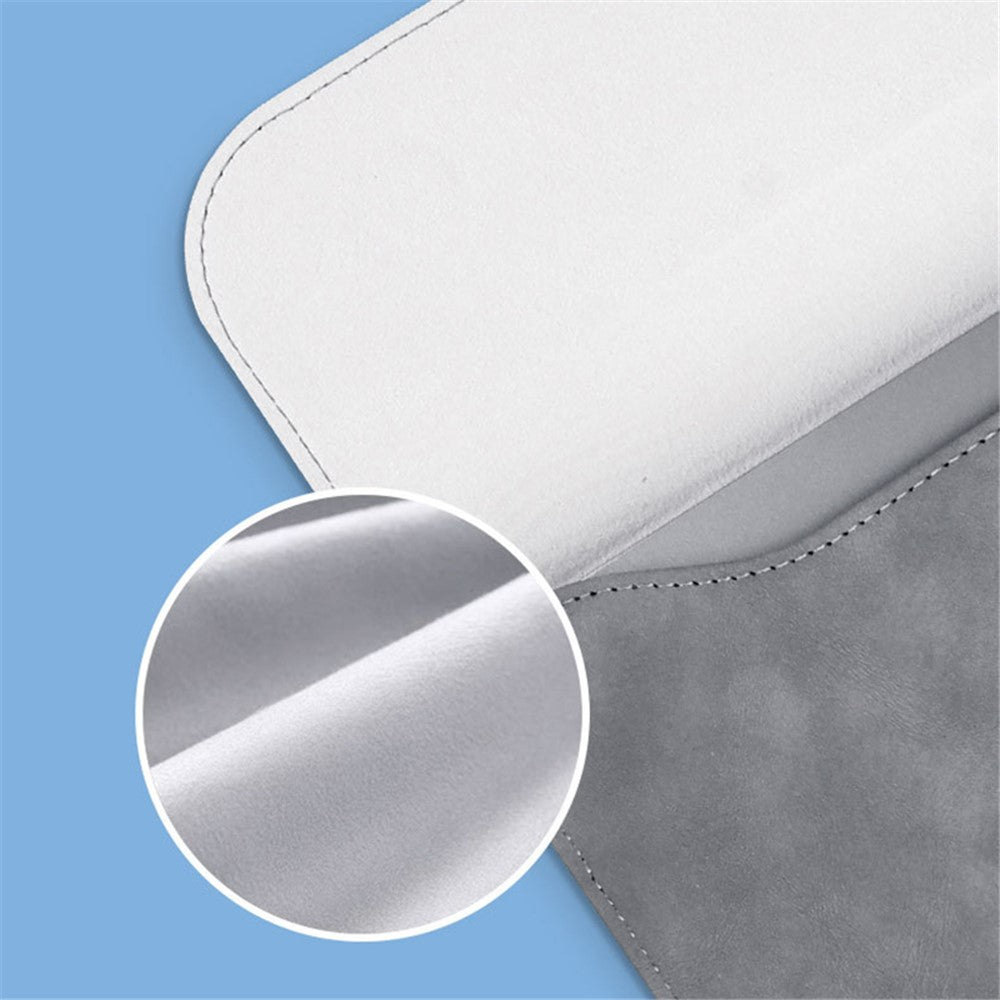 16-inch Horizontal Laptop Bag PU Leather Soft Lining Notebook Sleeve + Small Bag