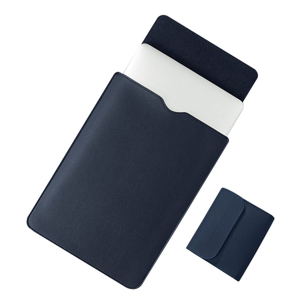 15-16 Inch Laptop Bag Ultra Slim PU Leather Notebook Sleeve + Small Bag