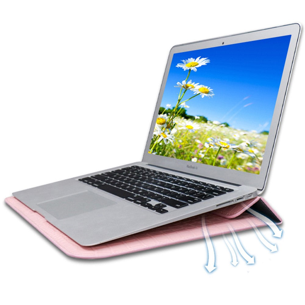 15.4-Inch Laptop Sleeve Crocodile Texture PU Leather Notebook Computer Storage Bag