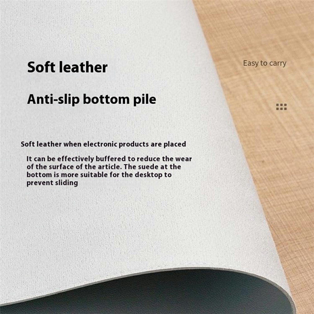 Double-Sided Leather Desk Pad 40 x 90cm Waterproof Mouse Pad for Office / Home with Leather Strap