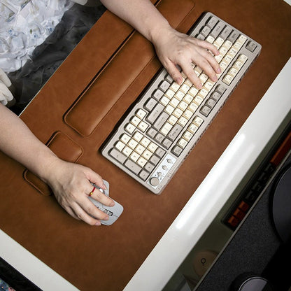 3Pcs  /  Set 80 x 40cm Crazy Horse Texture Leather Mouse Pad Ergonomic Support Memory Foam Keyboard Wrist Rest Set