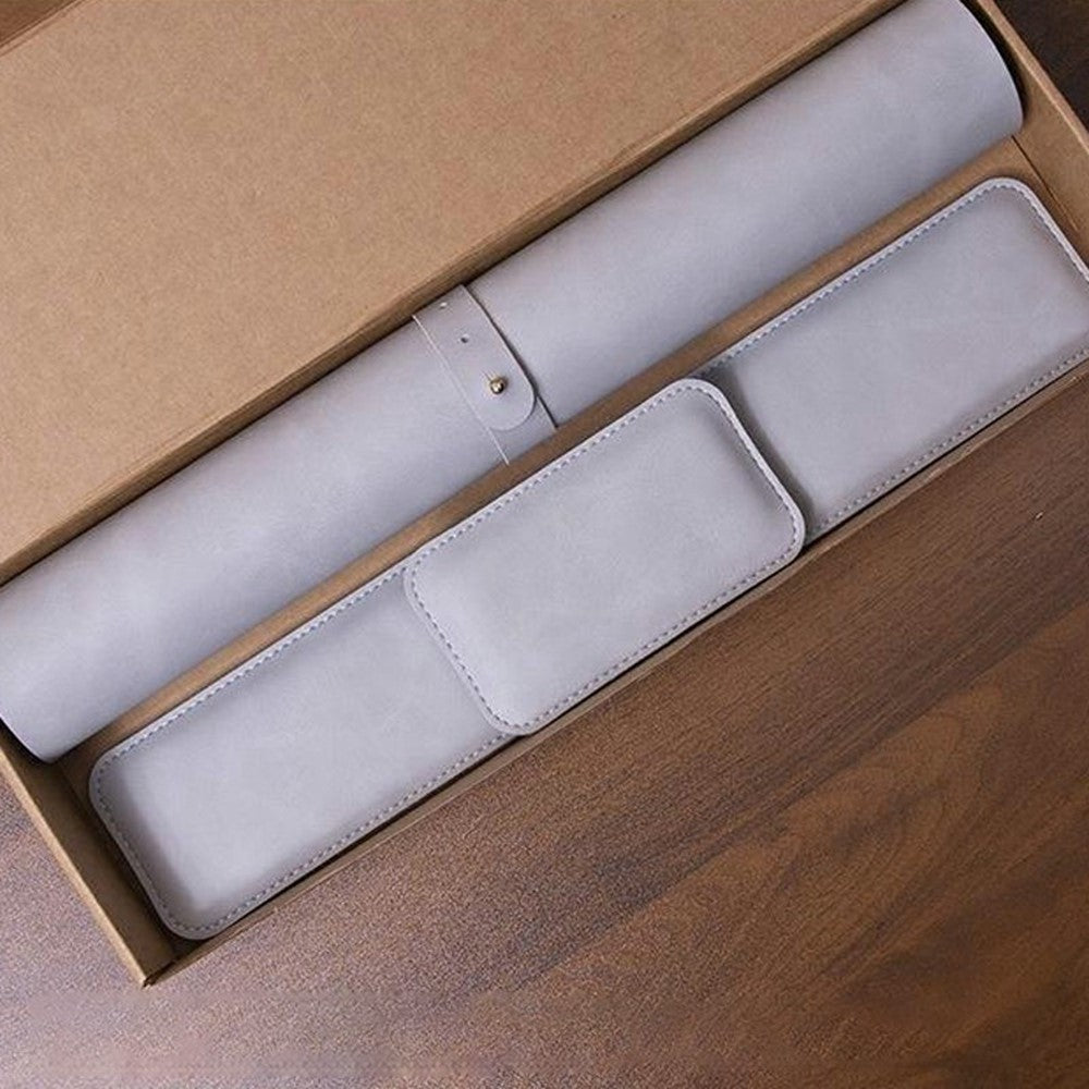 3Pcs  /  Set 80 x 40cm Crazy Horse Texture Leather Mouse Pad Ergonomic Support Memory Foam Keyboard Wrist Rest Set