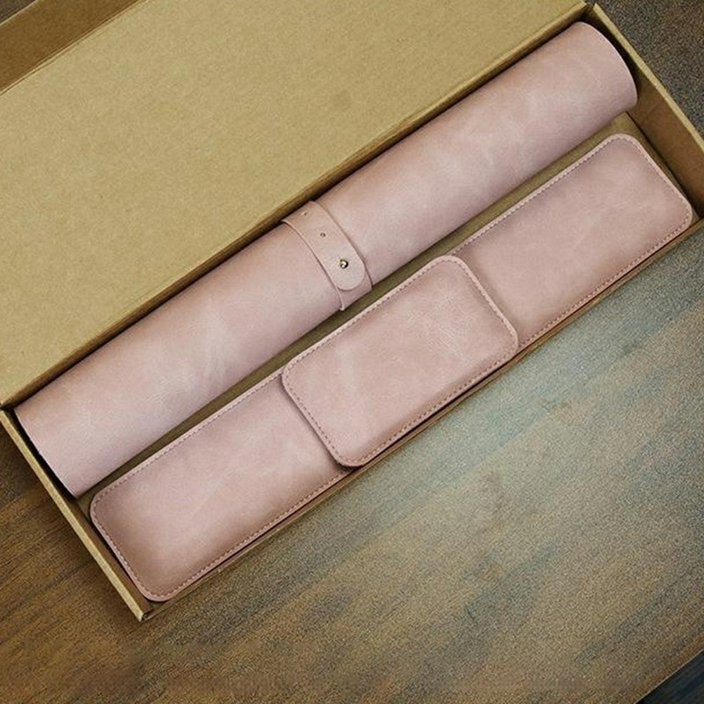 3Pcs  /  Set 80 x 40cm Crazy Horse Texture Leather Mouse Pad Ergonomic Support Memory Foam Keyboard Wrist Rest Set