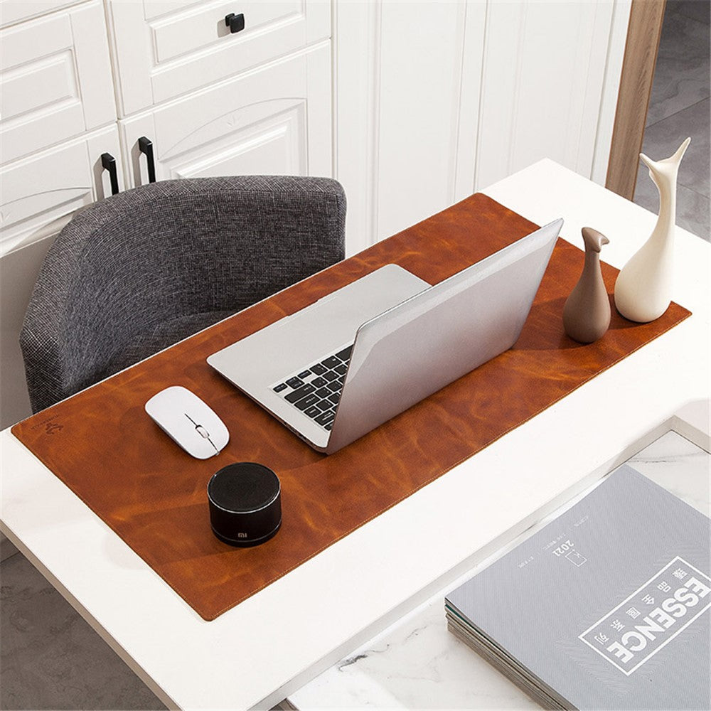 Non-slip Large Mouse Mat Oil Wax Cowhide Leather Gaming Mousepad Home Office Desk Pad, 60x30cm