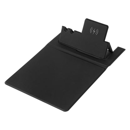 15W Fast Wireless Charging Non Slip PU Leather Mouse Pad with Pen Holder for Home Office