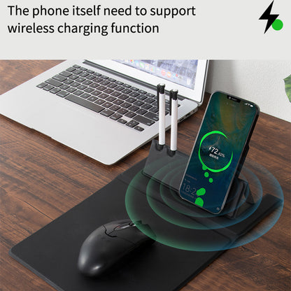 15W Fast Wireless Charging Non Slip PU Leather Mouse Pad with Pen Holder for Home Office