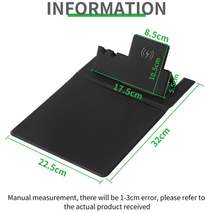 15W Fast Wireless Charging Non Slip PU Leather Mouse Pad with Pen Holder for Home Office