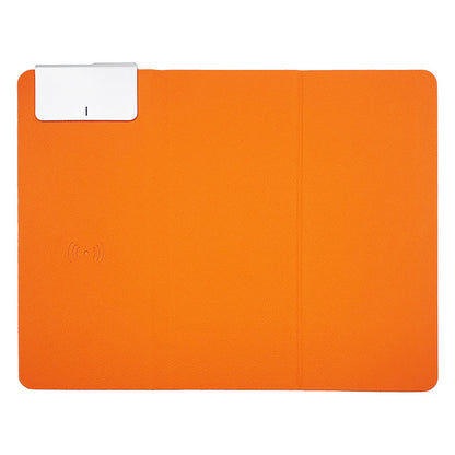 Wireless Charging Mouse Pad 15W Fast Charge Integrated Phone Stand PU Leather Desk Mat