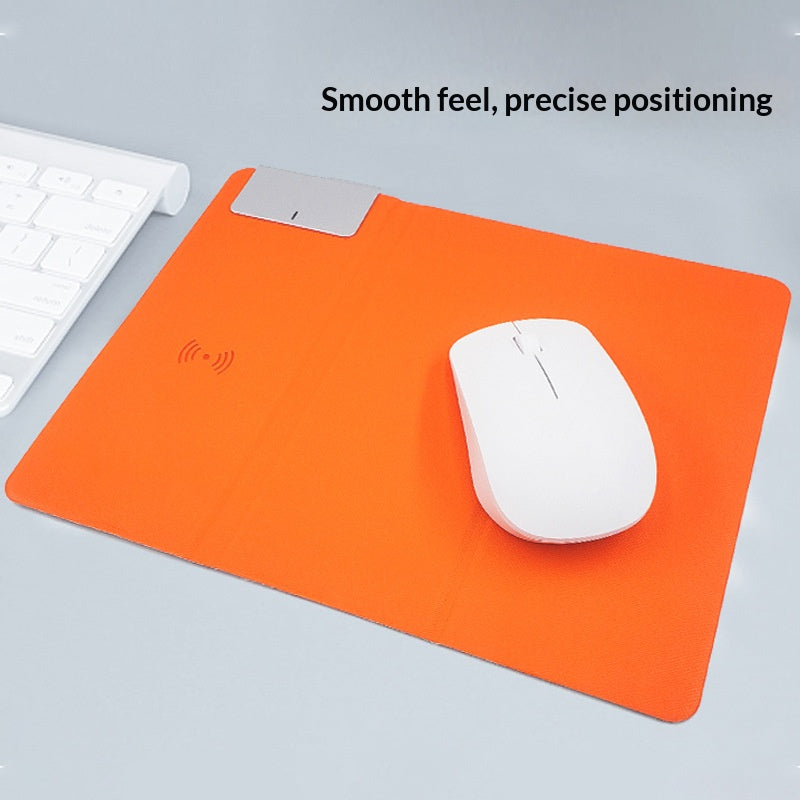 Wireless Charging Mouse Pad 15W Fast Charge Integrated Phone Stand PU Leather Desk Mat