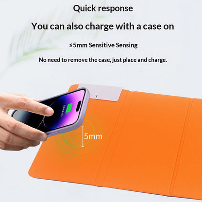 Wireless Charging Mouse Pad 15W Fast Charge Integrated Phone Stand PU Leather Desk Mat