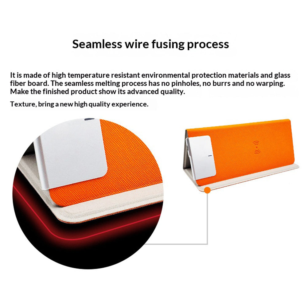 Wireless Charging Mouse Pad 15W Fast Charge Integrated Phone Stand PU Leather Desk Mat