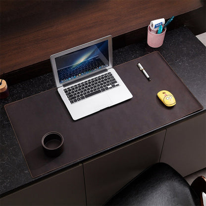 Crazy Horse Texture Mouse Mat Full Grain Cowhide Leather Smooth Gaming Mousepad for Home Office Desk, 60x30cm