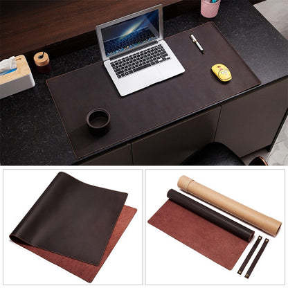 Crazy Horse Texture Mouse Mat Full Grain Cowhide Leather Smooth Gaming Mousepad for Home Office Desk, 60x30cm