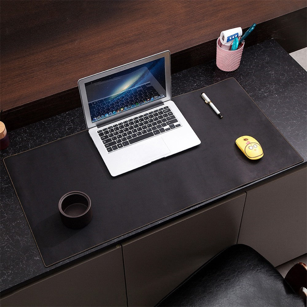 Crazy Horse Texture Mouse Mat Full Grain Cowhide Leather Smooth Gaming Mousepad for Home Office Desk, 60x30cm
