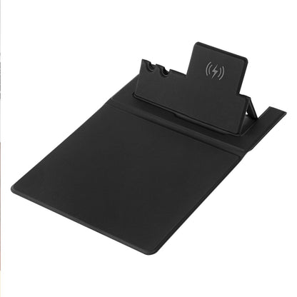 Foldable PU Leather Laptop Mouse Pad 15W Wireless Phone Charger with Pen Holder