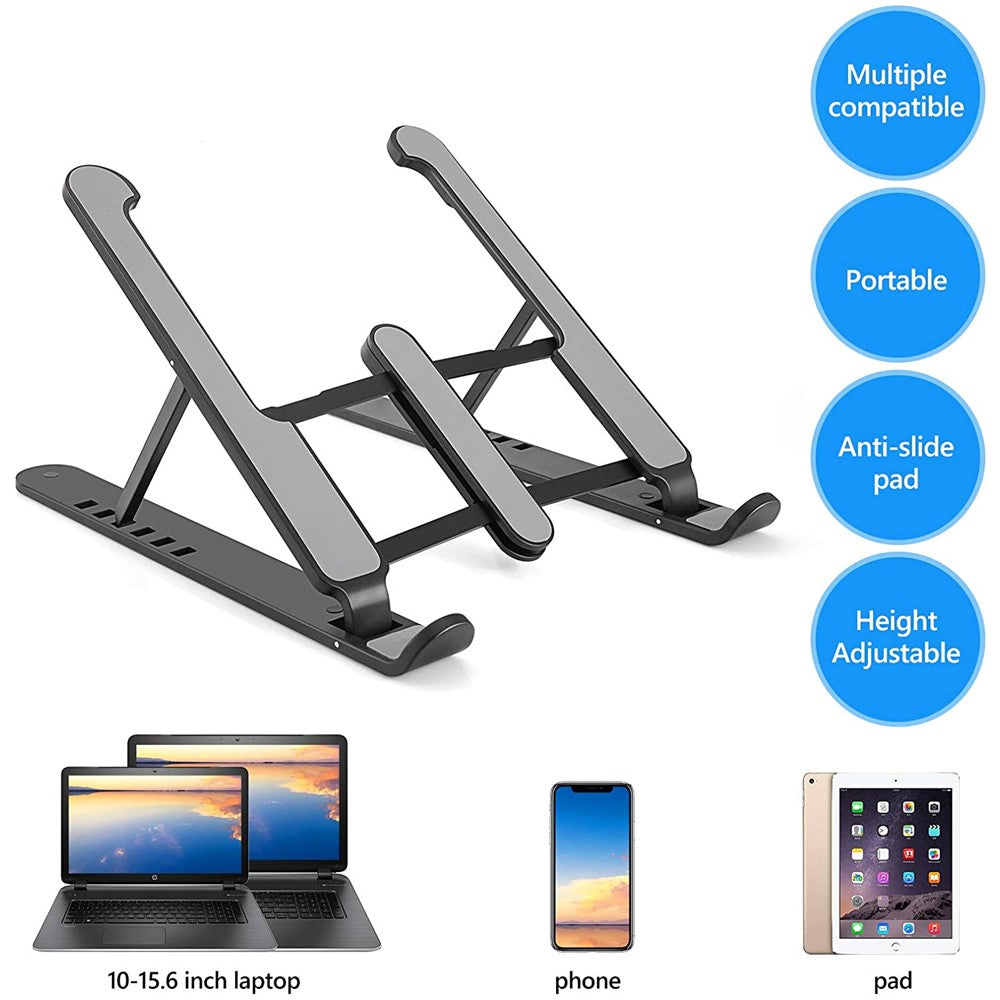 Foldable Portable Desktop Computer Laptop Stand 6-Level Angle Adjustable Height Laptop Mount