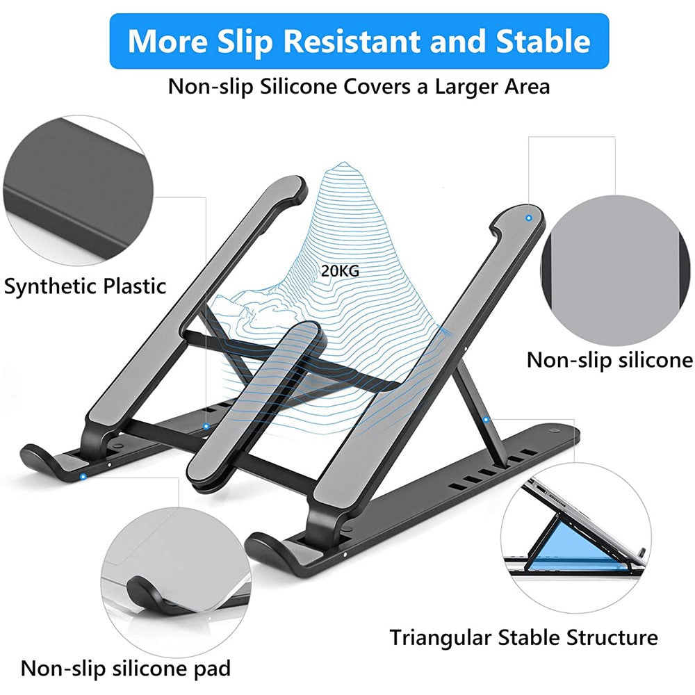 Foldable Portable Desktop Computer Laptop Stand 6-Level Angle Adjustable Height Laptop Mount