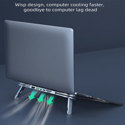 TC66 6-in-1 Laptop Stand Docking Station USB-C Hub Fast Charging Laptop Riser Folding Tablet Bracket for MacBook Pro