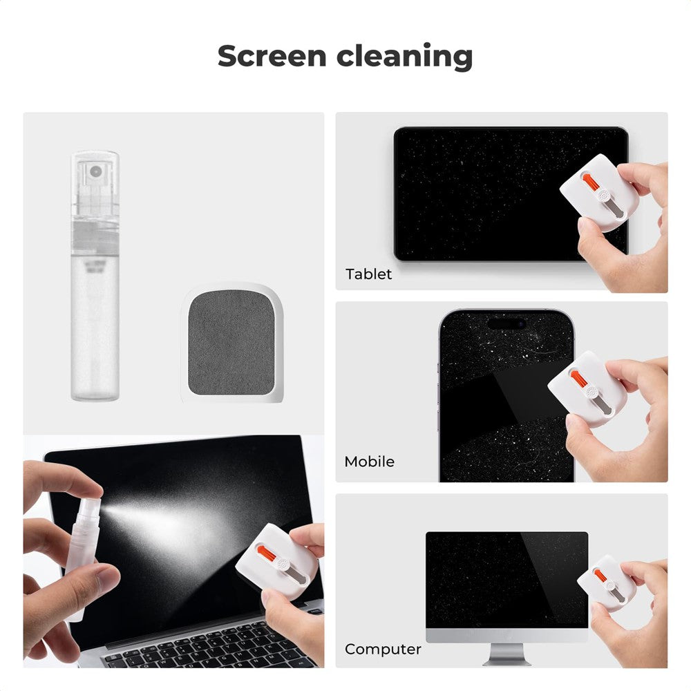 Q6C Multi-Functional Cell Phone Cleaning Brush Set for Laptops, Cameras, Bluetooth-compatible Earbuds, and Keyboards