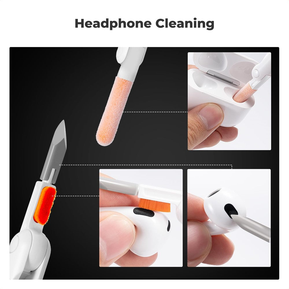 Q6C Multi-Functional Cell Phone Cleaning Brush Set for Laptops, Cameras, Bluetooth-compatible Earbuds, and Keyboards