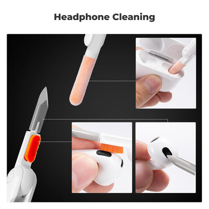 Q6C Multi-Functional Cell Phone Cleaning Brush Set for Laptops, Cameras, Bluetooth-compatible Earbuds, and Keyboards