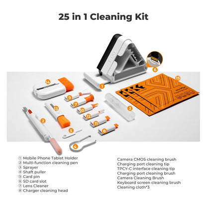 Q6C Multi-Functional Cell Phone Cleaning Brush Set for Laptops, Cameras, Bluetooth-compatible Earbuds, and Keyboards