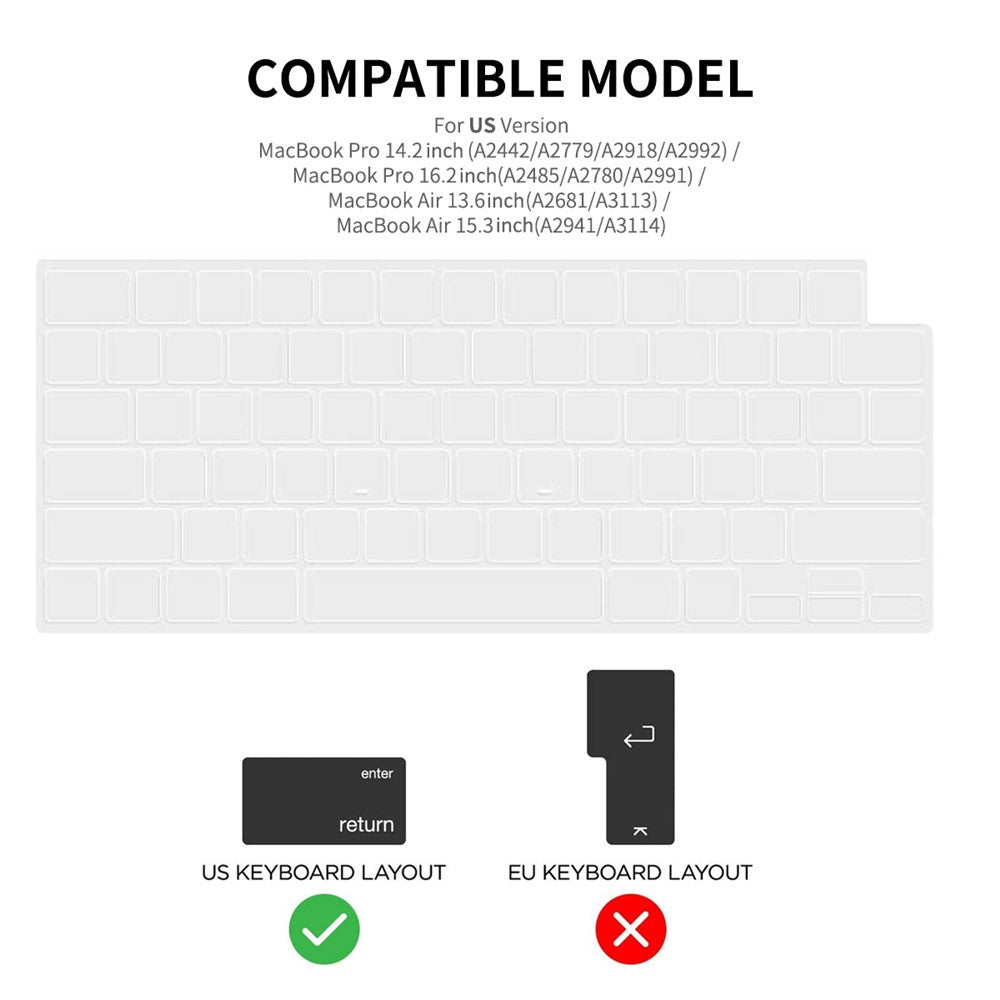 ENKAY HAT PRINCE TPU Keyboard Film (US Version) for MacBook Pro 14 inch (A2442) / 16 inch (A2485) / Air 15 inch (2025) / (2024) / (2023) A2941 / 13 inch (2025)