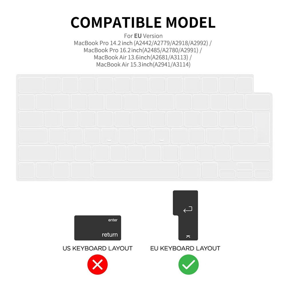 ENKAY HAT PRINCE TPU Keyboard Film (EU Version) for MacBook Pro 14 inch (A2442) / 16 inch (A2485) / Air 15 inch (2025) / (2024) / (2023) A2941 / 13 inch (2025)