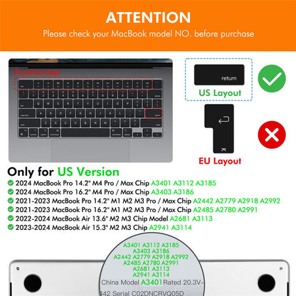 ENKAY MacBook Pro 14.2 / Pro 16.2 / Air 13.6 / Air 15.3  US Version Keyboard Cover Soft Silicone Protective Film