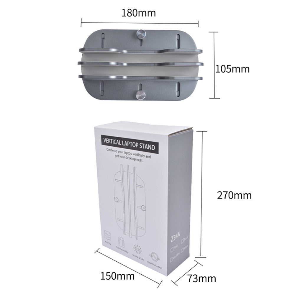 Z34A Large Size Dual Slot Notebook Vertical Storage Base Adjustable Aluminum Alloy Laptop Desktop Stand