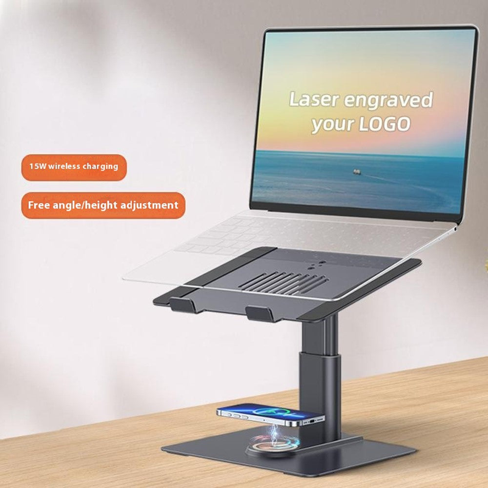 E8AW Desktop Laptop Bracket Aluminum Alloy Heat Dissipation Stand with Wireless Charging Dock