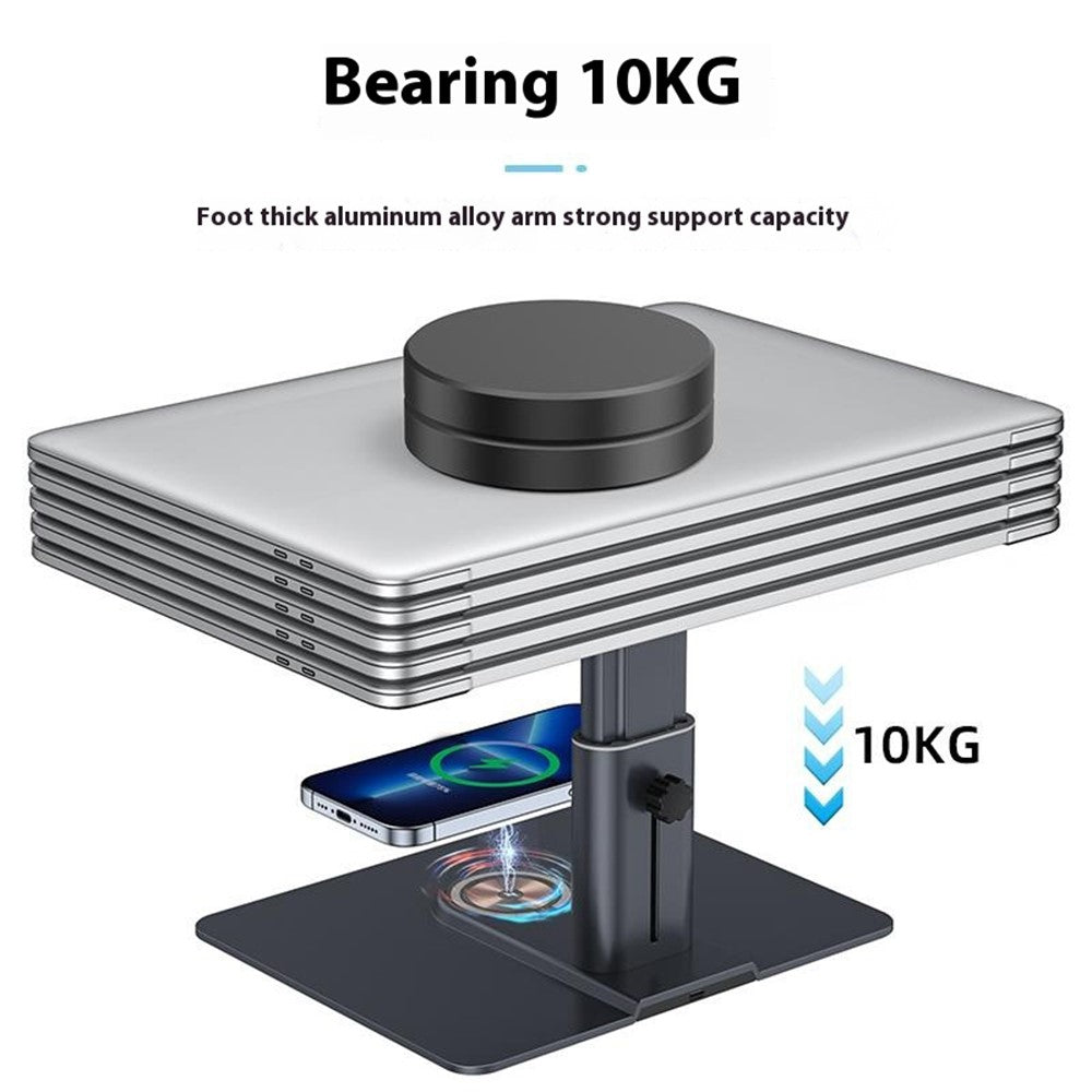 E8AW Desktop Laptop Bracket Aluminum Alloy Heat Dissipation Stand with Wireless Charging Dock