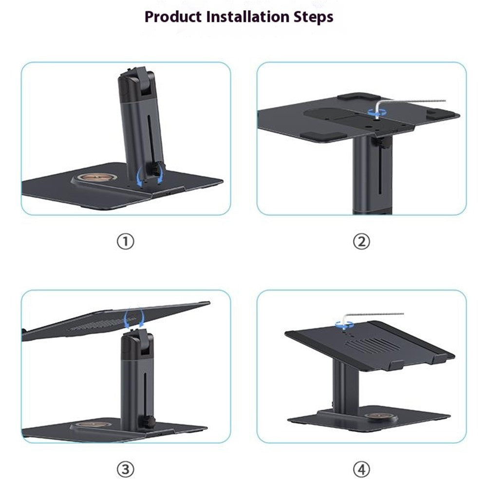 E8AW Desktop Laptop Bracket Aluminum Alloy Heat Dissipation Stand with Wireless Charging Dock