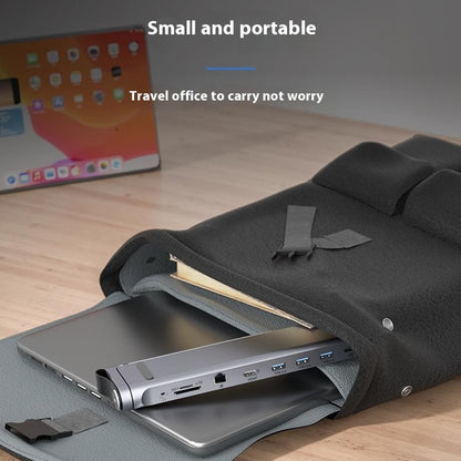 T12U For 7-17 Inch Laptop Riser Folding Tablet Bracket with 9-in-1 Hub Docking Station