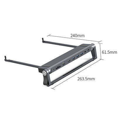 T12U For 7-17 Inch Laptop Riser Folding Tablet Bracket with 9-in-1 Hub Docking Station