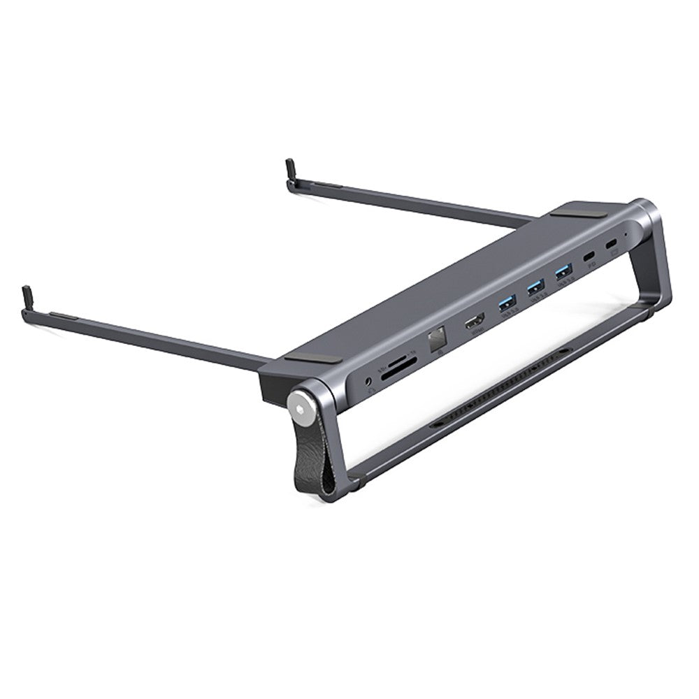 T12U For 7-17 Inch Laptop Riser Folding Tablet Bracket with 9-in-1 Hub Docking Station