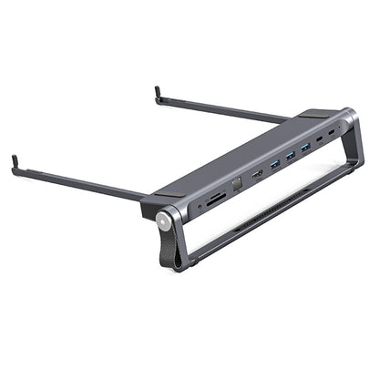 T12U For 7-17 Inch Laptop Riser Folding Tablet Bracket with 9-in-1 Hub Docking Station