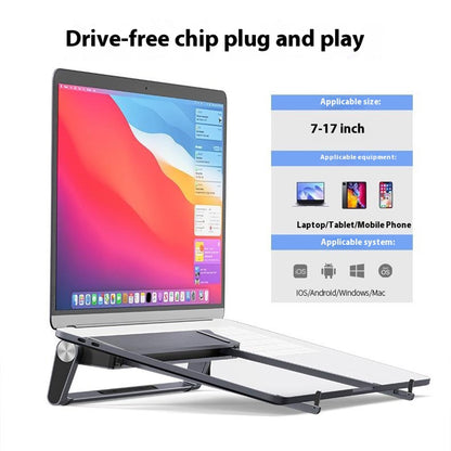 T12U For 7-17 Inch Laptop Riser Folding Tablet Bracket with 9-in-1 Hub Docking Station
