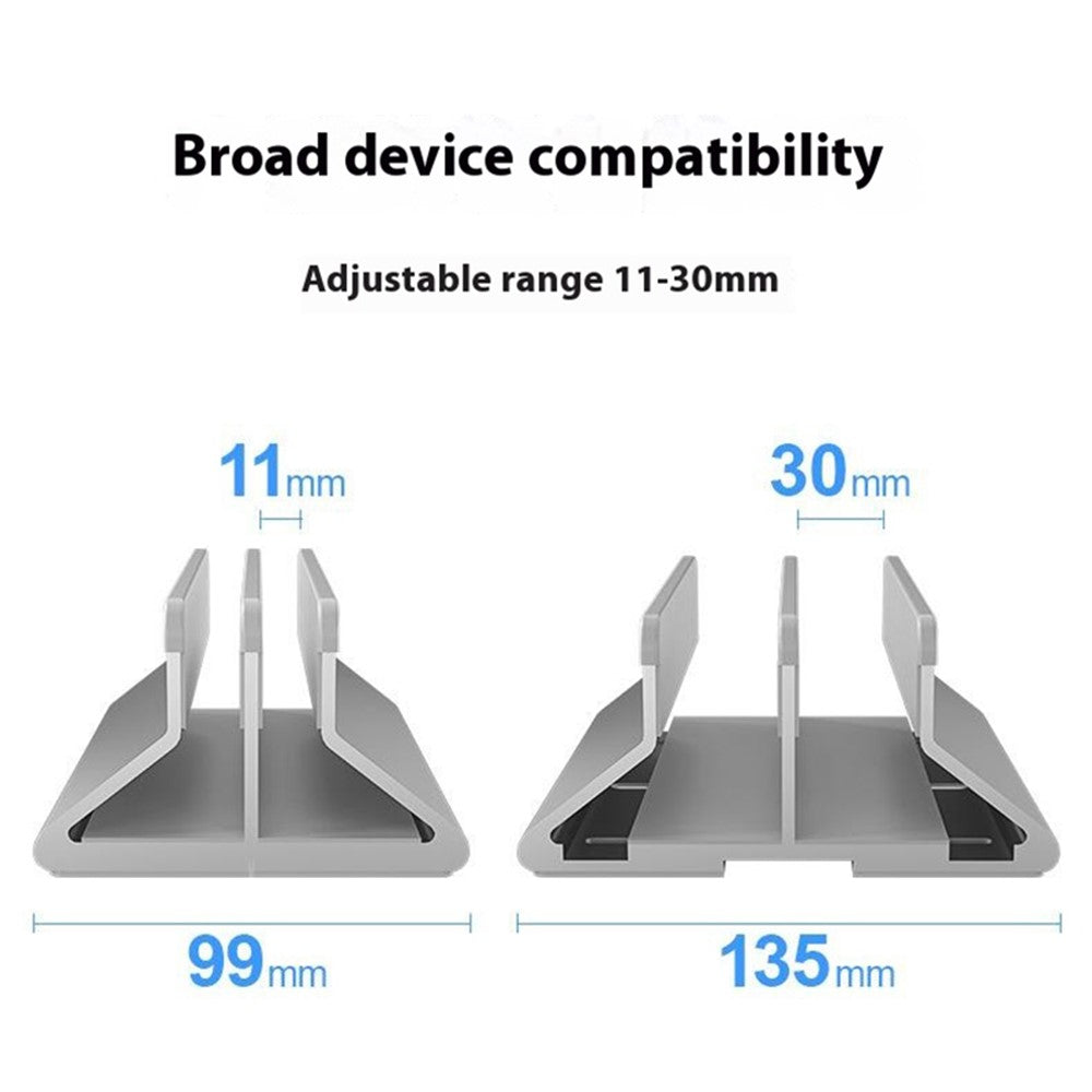 C402 Aluminum Alloy Laptop Tablet Stand Dual Slot Vertical Desktop Holder Organizer Base