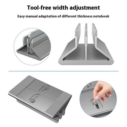C402 Aluminum Alloy Laptop Tablet Stand Dual Slot Vertical Desktop Holder Organizer Base