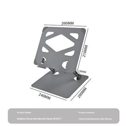 GFS01-T Carbon Steel Laptop Stand Adjustable Height Cooling Bracket for Notebooks Up to 17.3 Inch