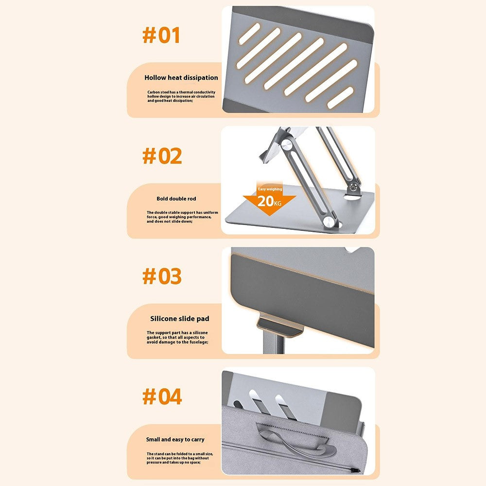 GFS02-T Carbon Steel Laptop Cooling Stand Adjustable Height Foldable Notebook Holder Bracket