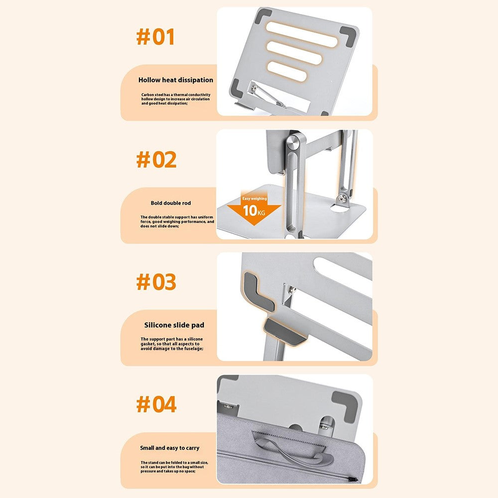 GFS03-T Carbon Steel Laptop Cooling Stand Adjustable Height Foldable Tablet Holder Notebook Bracket