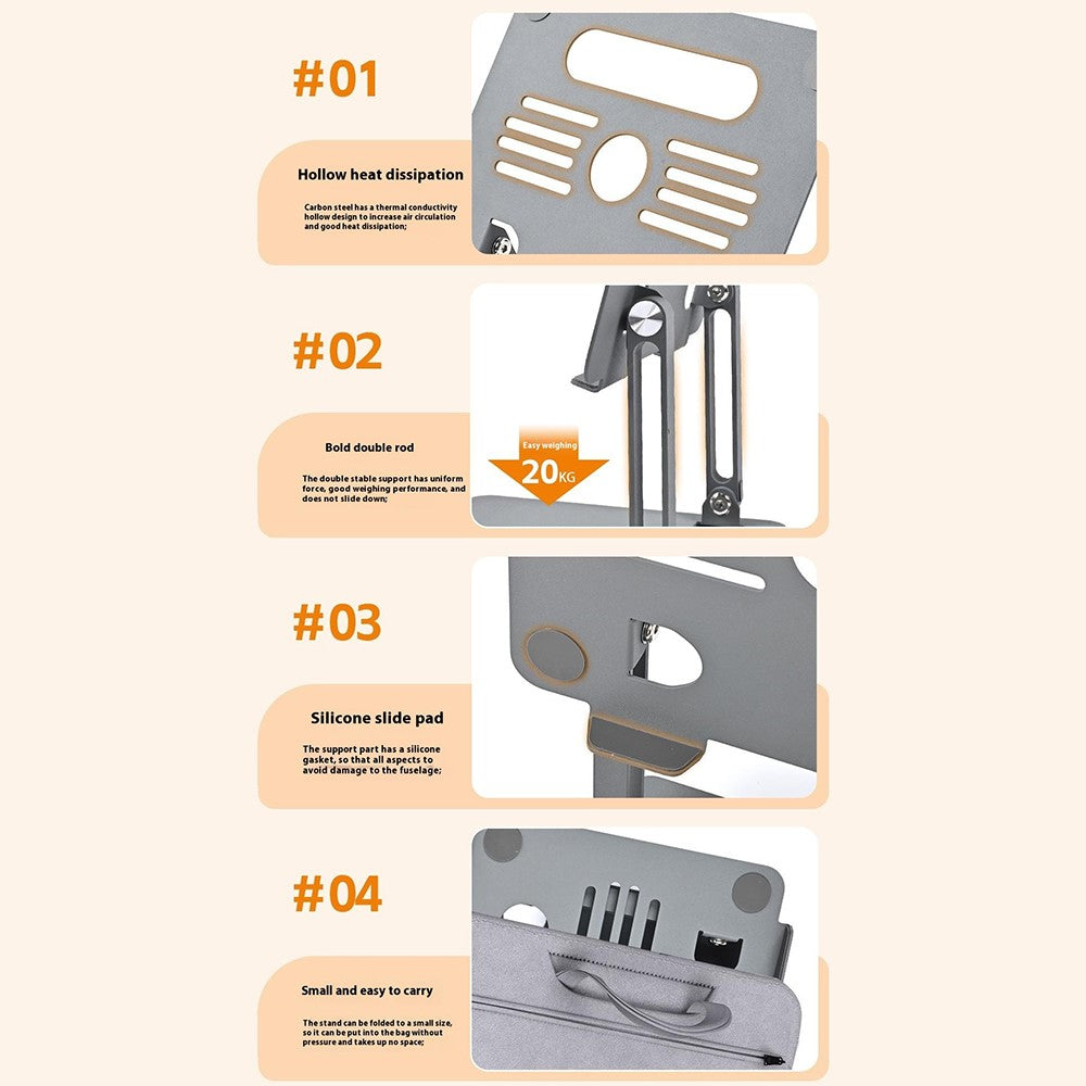 GFS08-T Notebook Bracket Carbon Steel Laptop Cooling Stand Adjustable Height Hollow Out Tablet Support