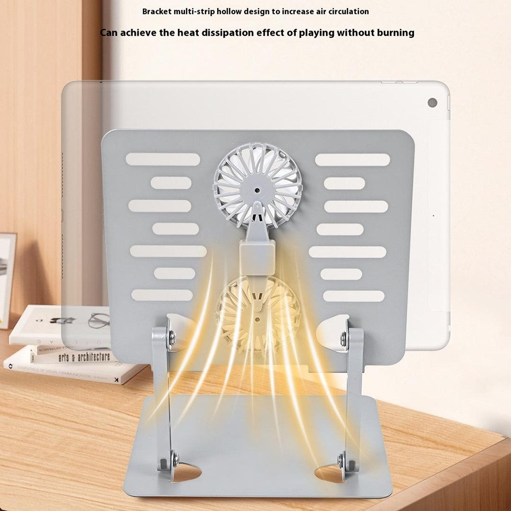 GFF01-T Carbon Steel Laptop Cooling Stand Adjustable Height Foldable Tablet Stand with Fan for Notebooks