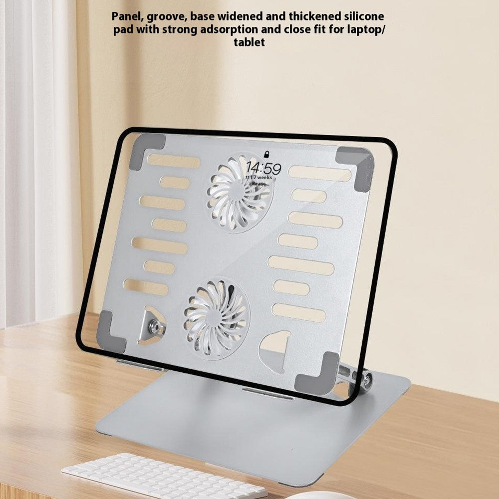 GFF01-T Carbon Steel Laptop Cooling Stand Adjustable Height Foldable Tablet Stand with Fan for Notebooks