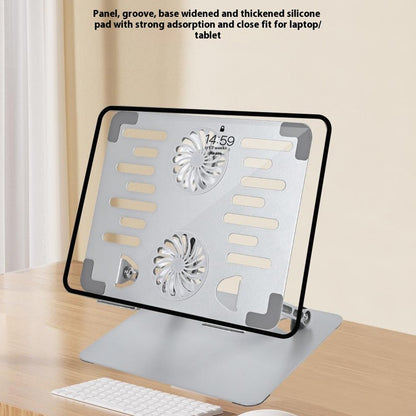 GFF01-T Carbon Steel Laptop Cooling Stand Adjustable Height Foldable Tablet Stand with Fan for Notebooks