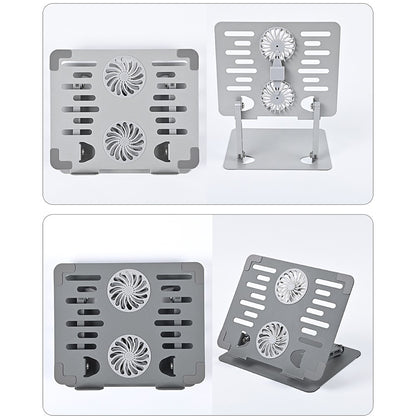 GFF01-T Carbon Steel Laptop Cooling Stand Adjustable Height Foldable Tablet Stand with Fan for Notebooks