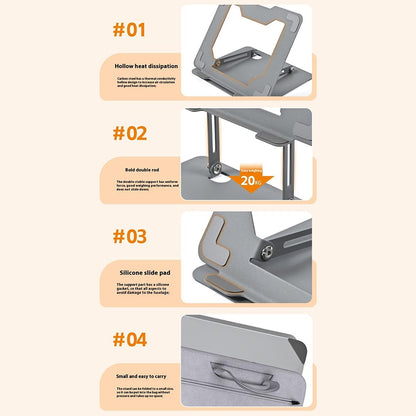 GFS012-T Foldable Carbon Steel Laptop Cooling Stand Adjustable Height Hollow Out Tablet Support